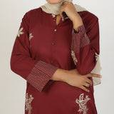 Women's Embroidered Eastern Co-ord Set - Burgandi, Women Co-Ord Set, Chase Value, Chase Value