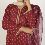 Women's Fancy 2Pcs Suit - Maroon, Women Shalwar Suits, Chase Value, Chase Value