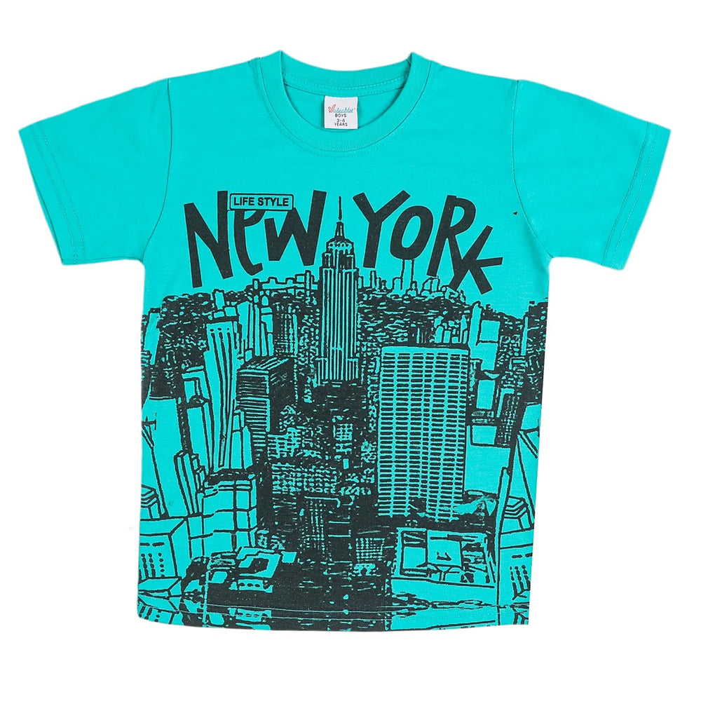 Boys Half Sleeves T-Shirt - Sea Green, Boys T-Shirts, Chase Value, Chase Value