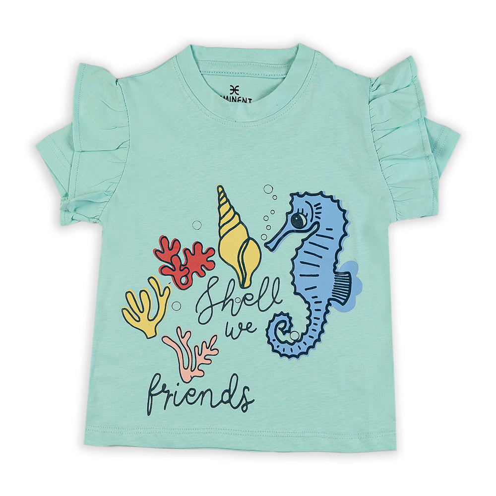 Eminent Girls Half Sleeves T-Shirt - Light Green, Girls T-Shirts, Eminent, Chase Value