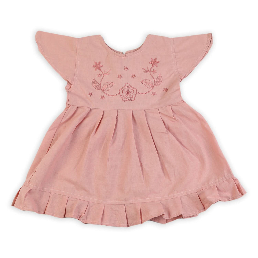 Girls Embroidered Frock - Peach, Girls Frocks, Chase Value, Chase Value
