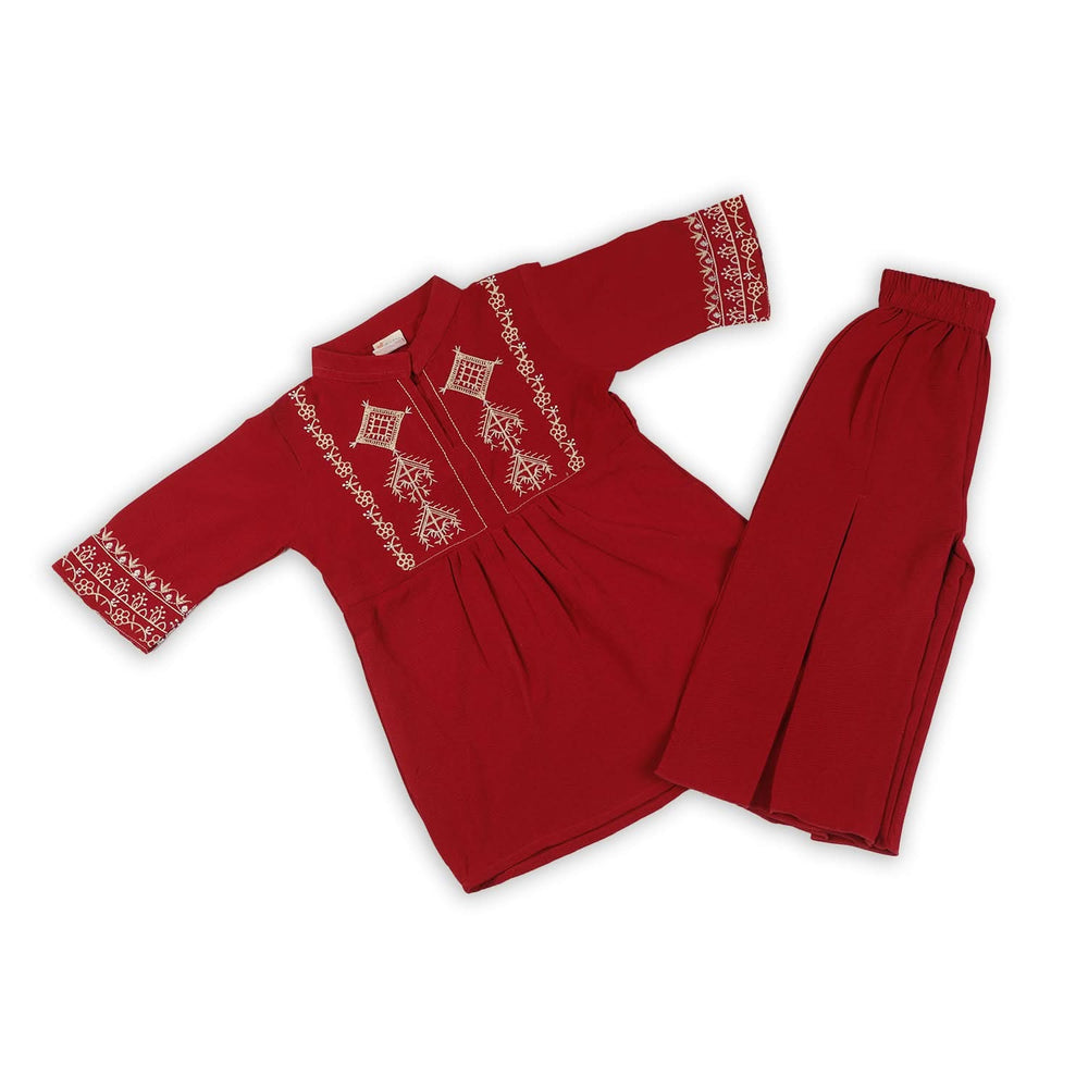Girls Embroidered Shalwar suit - Maroon, Girls Shalwar Kameez, Chase Value, Chase Value
