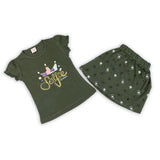 Girls Half Sleeves Skirt Suit - Green, Girls Suits, Chase Value, Chase Value