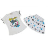 Girls Half Sleeves Skirt Suit - White, Girls Suits, Chase Value, Chase Value