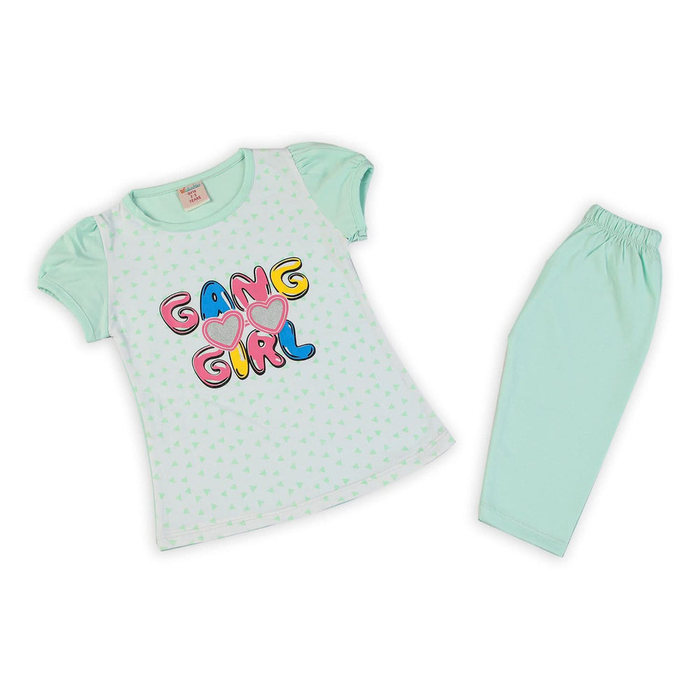Girls Half Sleeves Suit - Cyan, Girls Suits, Chase Value, Chase Value