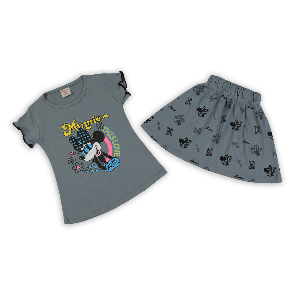 Girls Half Sleeves Skirt Suit - Grey, Girls Suits, Chase Value, Chase Value