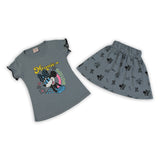 Girls Half Sleeves Skirt Suit - Grey, Girls Suits, Chase Value, Chase Value
