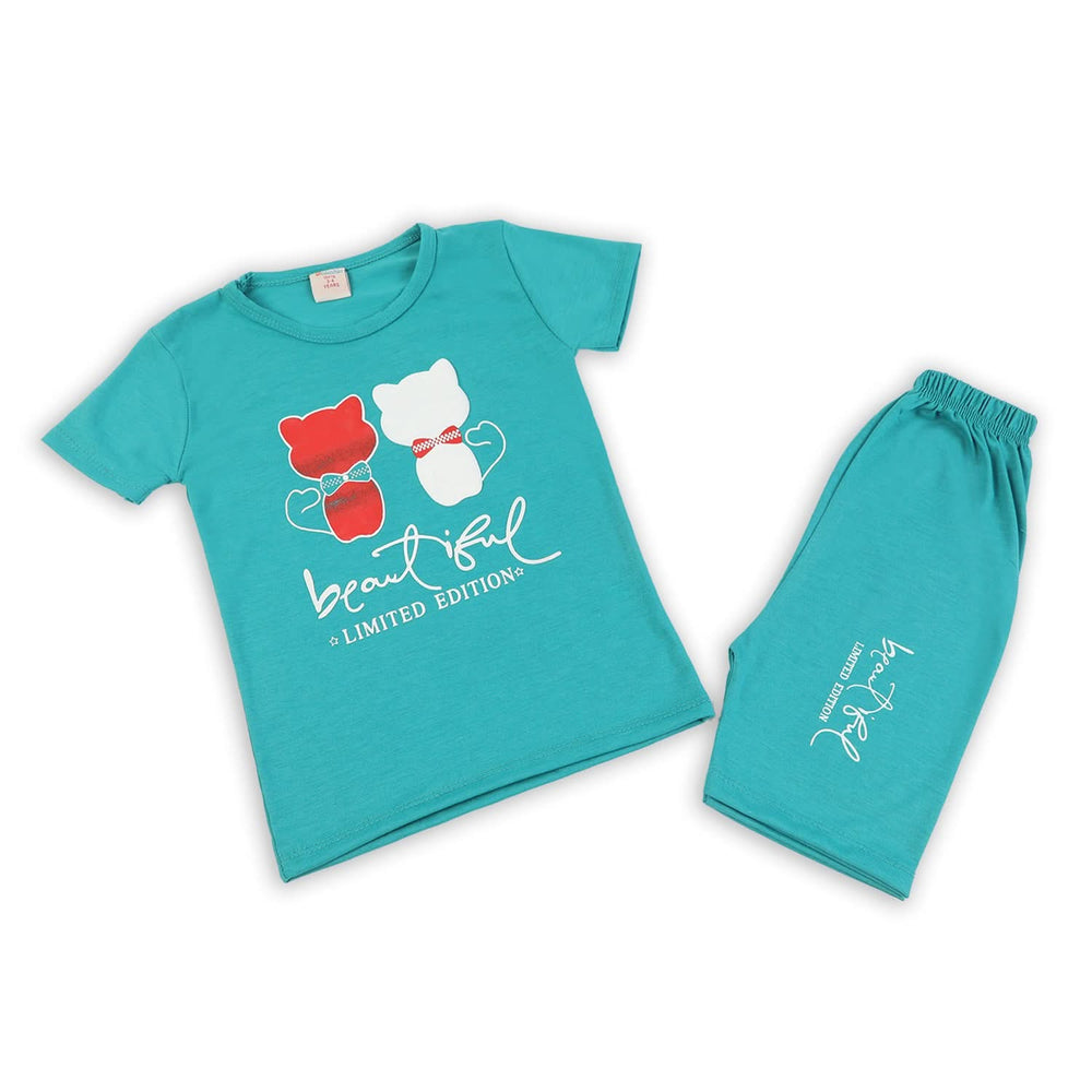 Girls Half Sleeves Suit - Green, Girls Suits, Chase Value, Chase Value