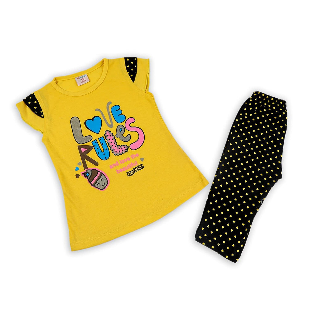 Girls Half Sleeves Tight Suit - Yellow, Girls Suits, Chase Value, Chase Value