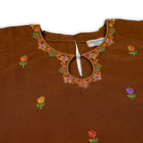 Girls Embriodered 2 Pcs Suit - Brown, Girls Suits, Chase Value, Chase Value