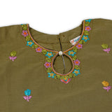 Girls Embriodered 2 Pcs Suit - Olive, Girls Suits, Chase Value, Chase Value