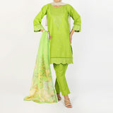 Women’s Stitched 3-Piece Cotton Suit – Parrot Green, Women Shalwar Suits, Chase Value, Chase Value