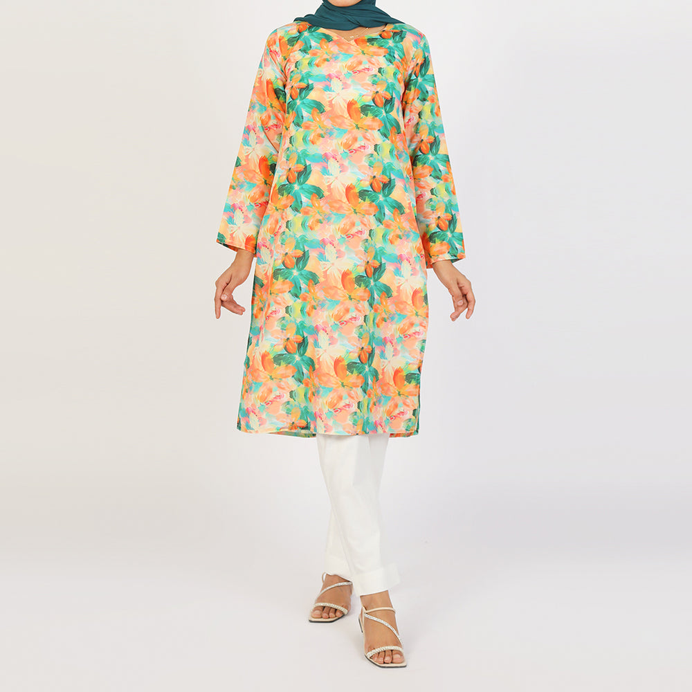 Women's Lawn Kurti - Green, Women Ready Kurtis, Chase Value, Chase Value