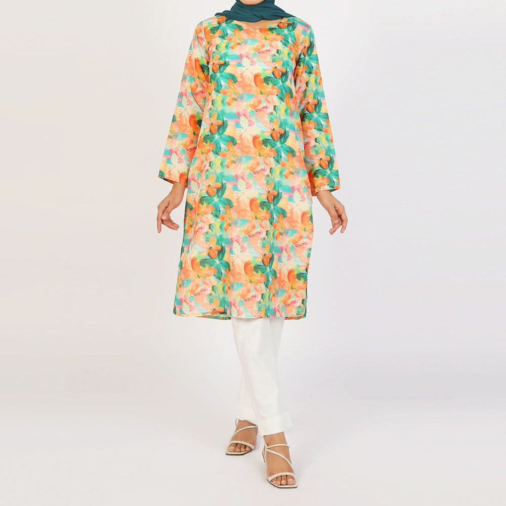 Women's Lawn Kurti - Green, Women Ready Kurtis, Chase Value, Chase Value