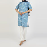 Women's Printed Kurti - Blue, Women Ready Kurtis, Chase Value, Chase Value