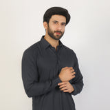 Men's Slim Fit Kameez Shalwar Suit - Dark Grey, Men's Shalwar Kameez, Chase Value, Chase Value