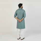 Men's Slim Fit Embroidered Kurta - Green, Men's Kurtas, Chase Value, Chase Value