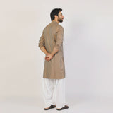 Men's Slim Fit Embroidered Kurta - Brown, Men's Kurtas, Chase Value, Chase Value