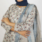 Women's Lawn Printed Embroidered 3Pcs Suit - Beige, Women Shalwar Suits, Chase Value, Chase Value