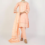Women's Embroidered Jacquard 3Pcs Suit - Peach, Women Shalwar Suits, Chase Value, Chase Value