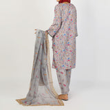 Women's Lawn Printed Embroidered 3Pcs Suit - Grey, Women Shalwar Suits, Chase Value, Chase Value