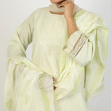 Women's Embroidered Jacquard 3Pcs Suit - Light Green, Women Shalwar Suits, Chase Value, Chase Value