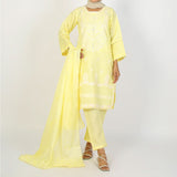 Women's Jacquard Embroidered 3Pcs Suit - Lemon, Women Shalwar Suits, Chase Value, Chase Value