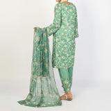 Women's Lawn Printed Embroidered 3Pcs Suit - Green, Women Shalwar Suits, Chase Value, Chase Value
