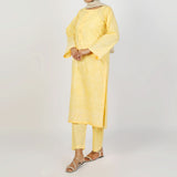Women's Embroidered 2 Pcs Suit - Yellow, Women Shalwar Suits, Chase Value, Chase Value
