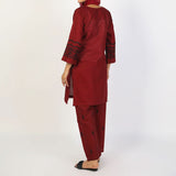 Women's Fancy 2Pcs Suit - Maroon, Women Shalwar Suits, Chase Value, Chase Value
