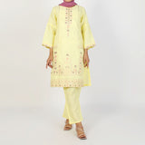 Women's Jacquard 2Pcs Suit - Yellow, Women Shalwar Suits, Chase Value, Chase Value