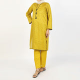Women's Printed 3Pcs Suit - Mustard, Women Shalwar Suits, Chase Value, Chase Value