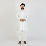 Eminent Men's Trim Fit Embrioded Shalwar Suit - White, Men's Shalwar Kameez, Eminent, Chase Value