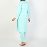 Women's Printed 3Pcs Suit - Cyan, Women Shalwar Suits, Chase Value, Chase Value
