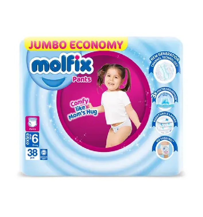 Molfix Pants CC UV Extra Large 38s Jumbo, Diapers & Wipes, Molfix, Chase Value
