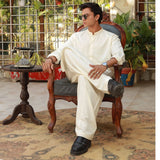 Eminent Men's Trim Fit Embrioded Shalwar Suit - Cream, Men's Shalwar Kameez, Eminent, Chase Value
