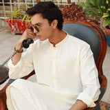 Eminent Men's Trim Fit Embrioded Shalwar Suit - Cream, Men's Shalwar Kameez, Eminent, Chase Value