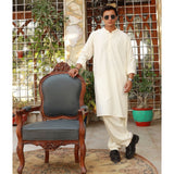 Eminent Men's Trim Fit Embrioded Shalwar Suit - Cream, Men's Shalwar Kameez, Eminent, Chase Value