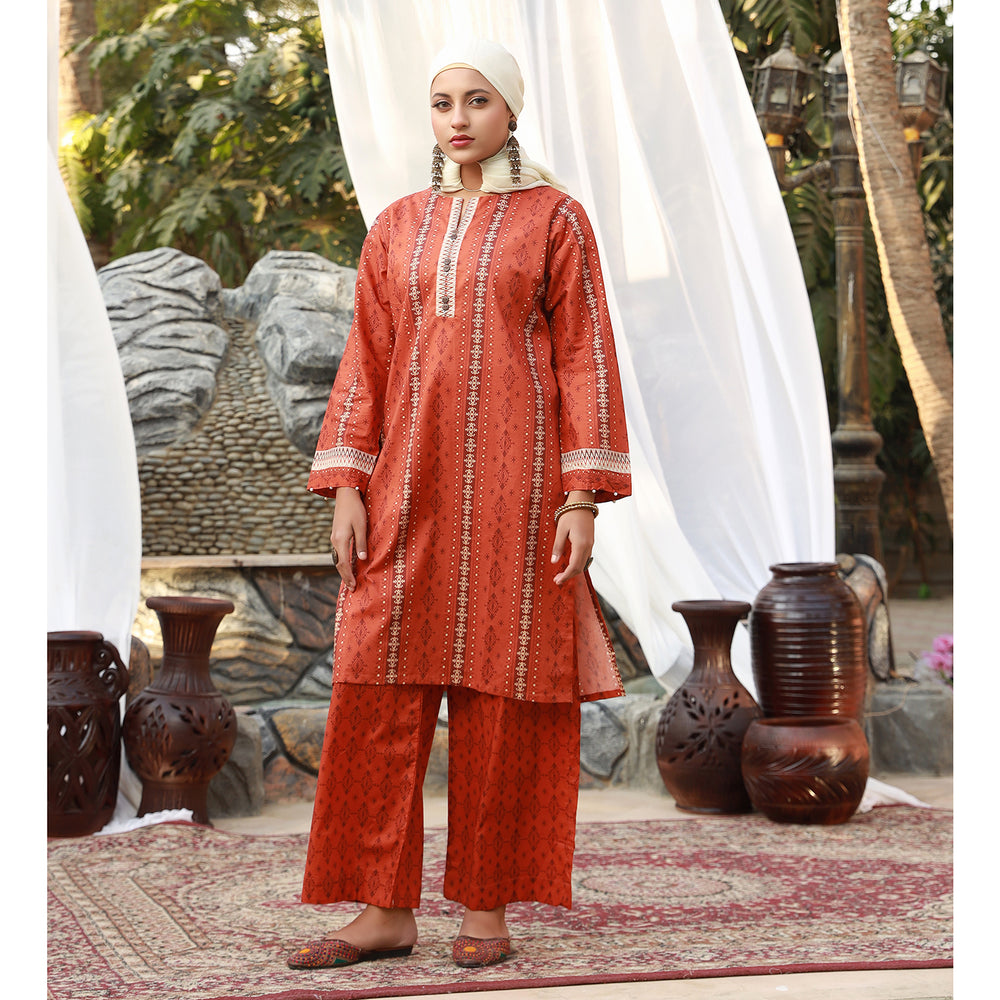 Eminent Women's Printed 2Pcs Suit - Rust, Women Shalwar Suits, Eminent, Chase Value