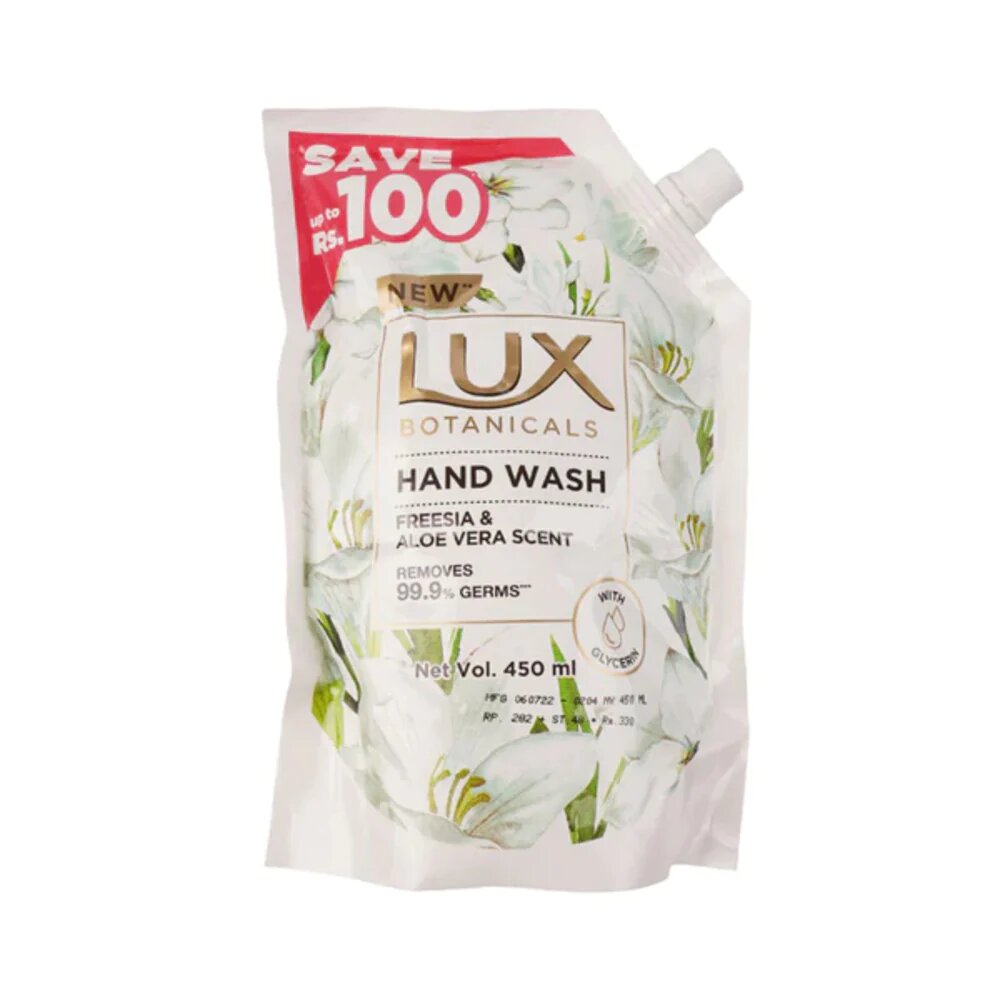 Lux Hand Wash Aloe Vera Pouch 450ml, Hand Wash, Lux, Chase Value