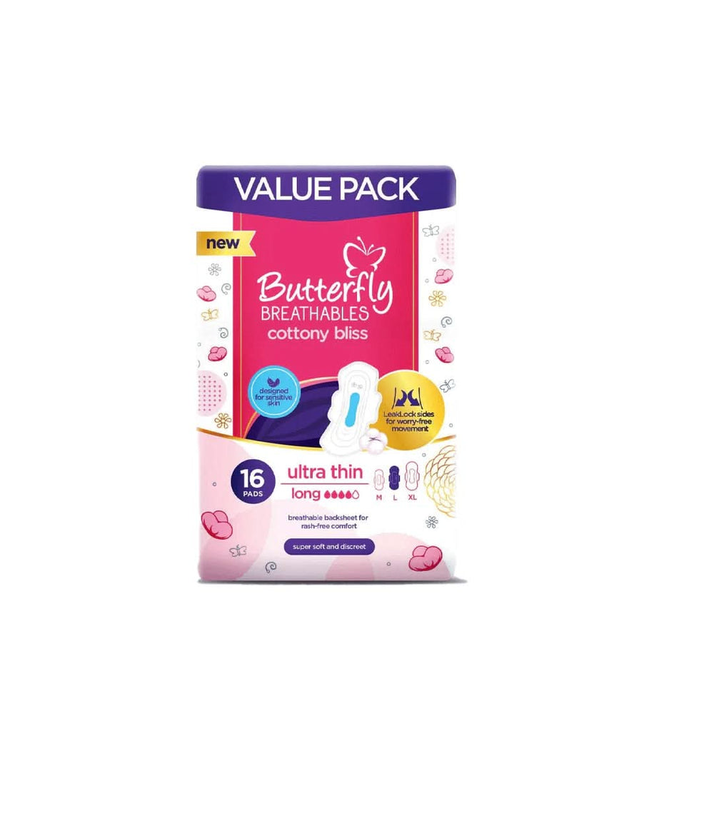 Butterfly Pads Ultra Breathables 16Pcs, Sanitory Napkins, Butterfly, Chase Value