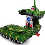 Battery Operated Transformer Combat Tank Robot Toy with Light Music and Bump Function, Die-cast Model Car, Chase Value, Chase Value