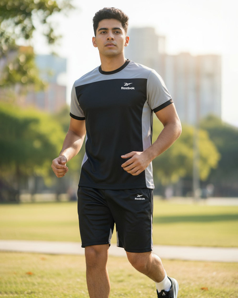 Men's Gym Wear T-Shirt With Short Track Suits - Light Grey, Men's Track Suits, Chase Value, Chase Value