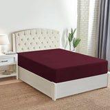 Double Bed Fitted Sheet Jersey - Maroon, Double Size Bed Sheet, Chase Value, Chase Value