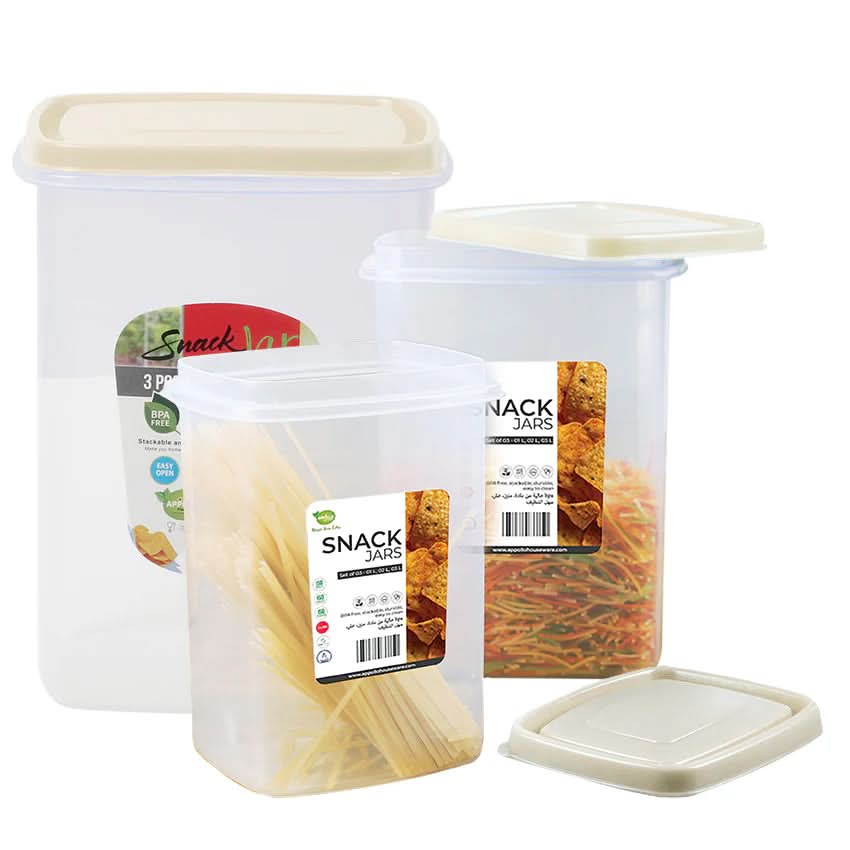 Snack Jar 3 Pcs Set - Off White, Storage Boxes, Chase Value, Chase Value