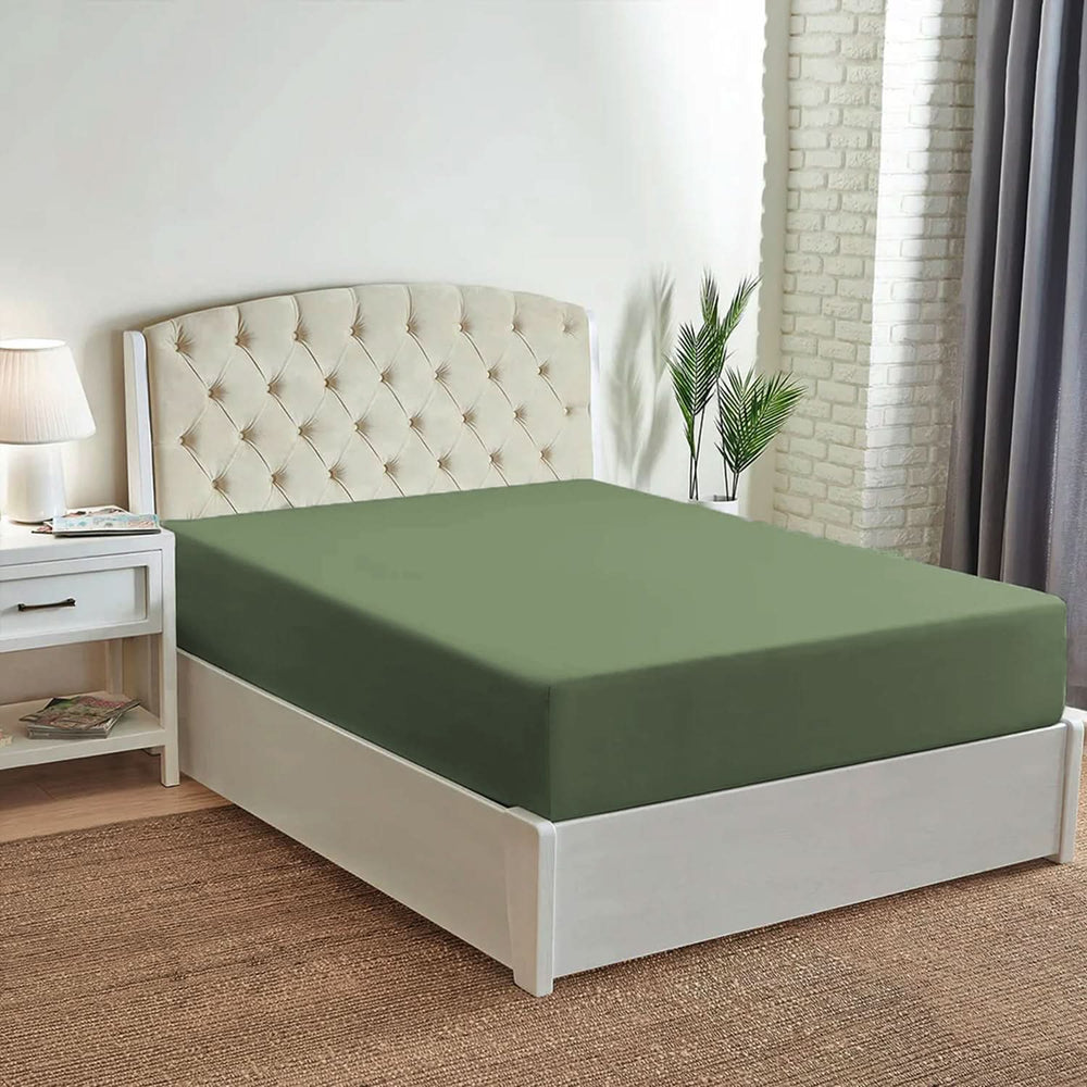 Single Bed Fitted Sheet Jersey - Olive, Single Size Bed Sheet, Chase Value, Chase Value