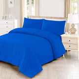 Queen bedspread Set 3 Pcs - Royal Blue, Double Size Bed Sheet, Chase Value, Chase Value