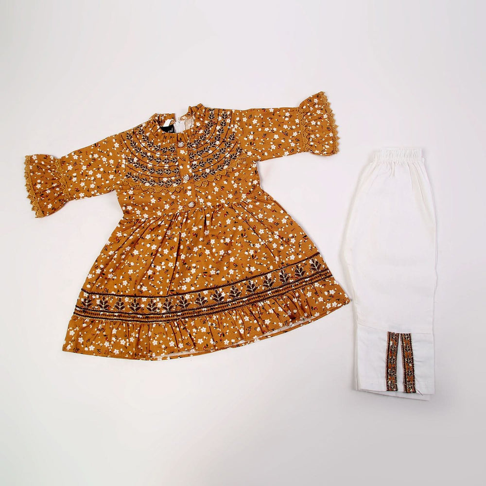 Girls Embroidered Shalwar Suit - Camel, Girls Shalwar Kameez, Chase Value, Chase Value