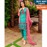 Malai Unstitched 3Pcs Suit V1 - NZ-03, Women, 3Pcs Shalwar Suit, Chase Value, Chase Value