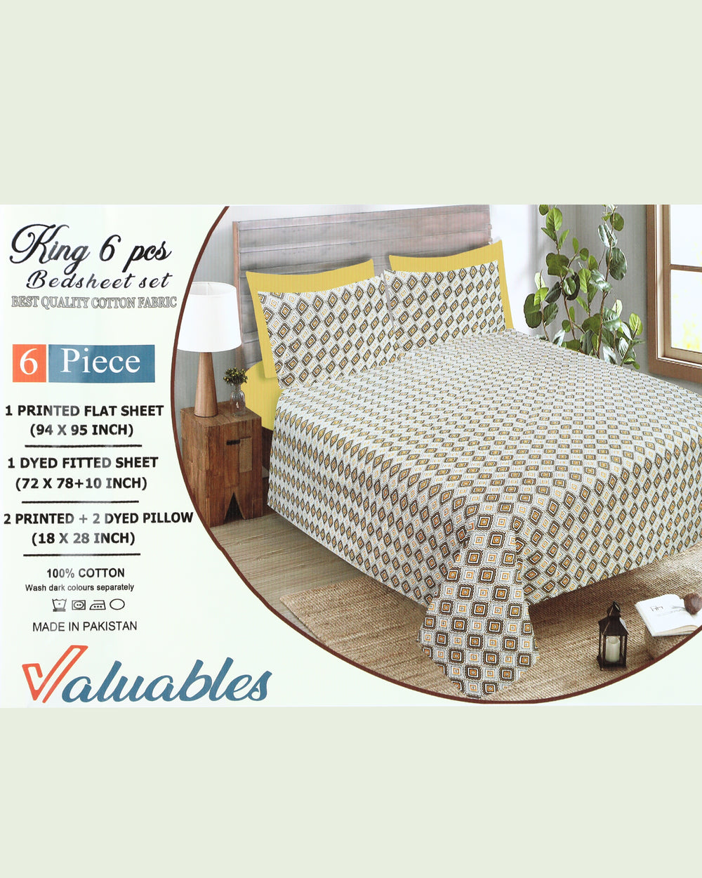 Valuables King Size 6 Pcs Combo Set, King Size Bed Sheet, Chase Value, Chase Value